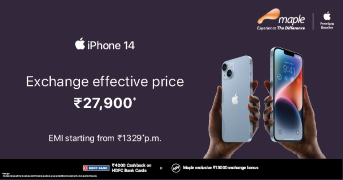 Maple – an exclusive Apple Premium Reseller, offers upto Rs.13,000 bonus when you exchange your Android or iOS device